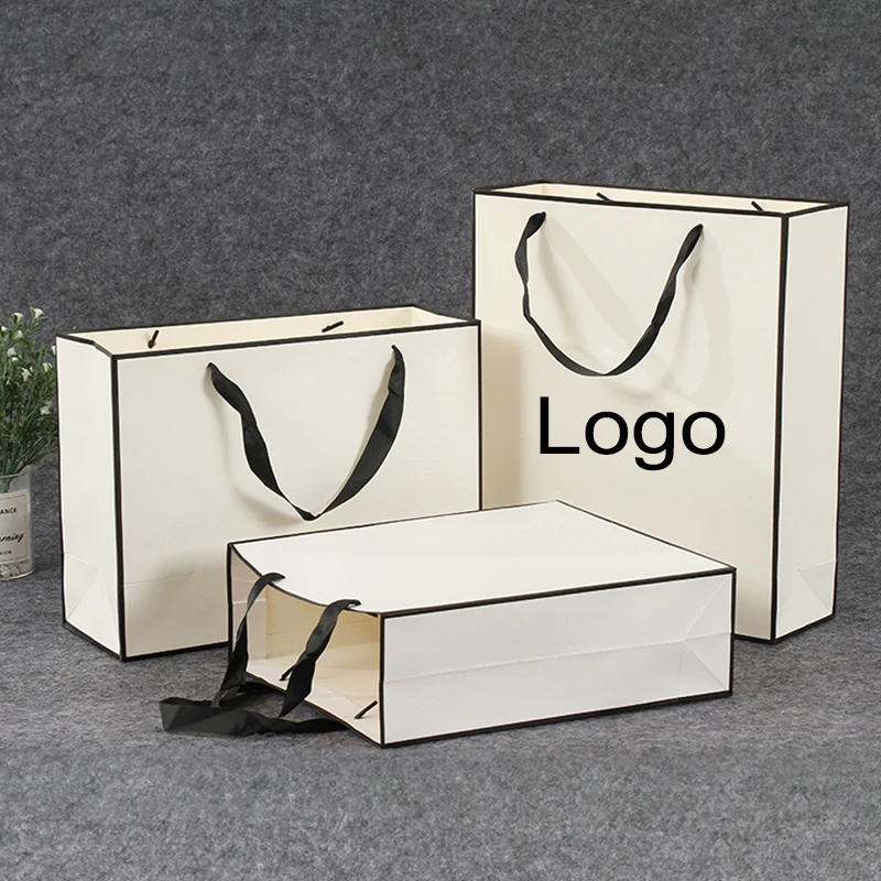 

50 шт., Пользовательский логотип, Подарочная бумажная упаковочная сумка, оригинальная упаковка для творчества, деловые пакеты для покупок, с...