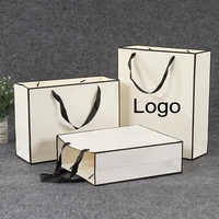 10 pcs custom logo gift paper packing bag craft packaging personalization business shopping clothes package kraft bags