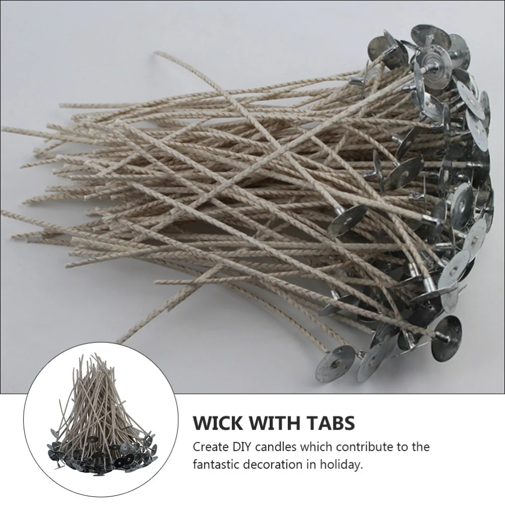 

200pcs Safe Candle Wicks DIY Wick Set Candle Wick with Tabs Party Supplies
