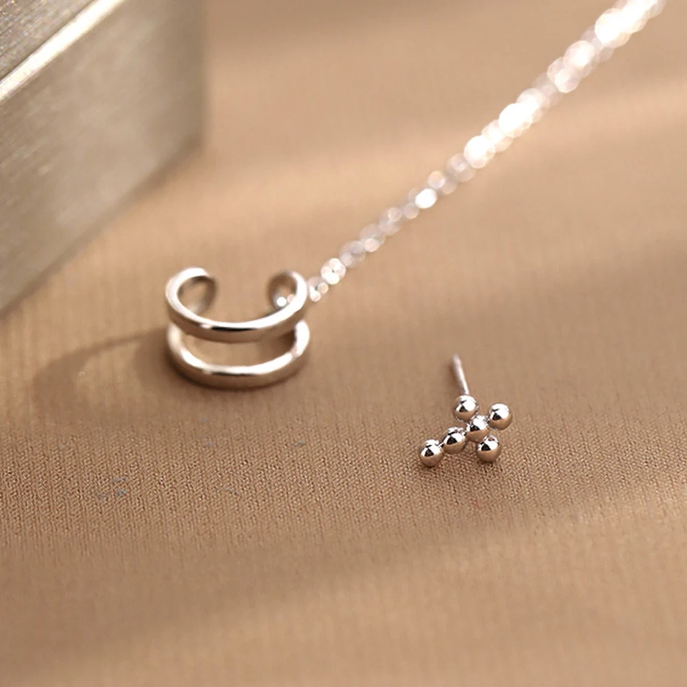 Серьги гвоздики Асимметричные Серебристые для мужчин и женщин украшения ушей в