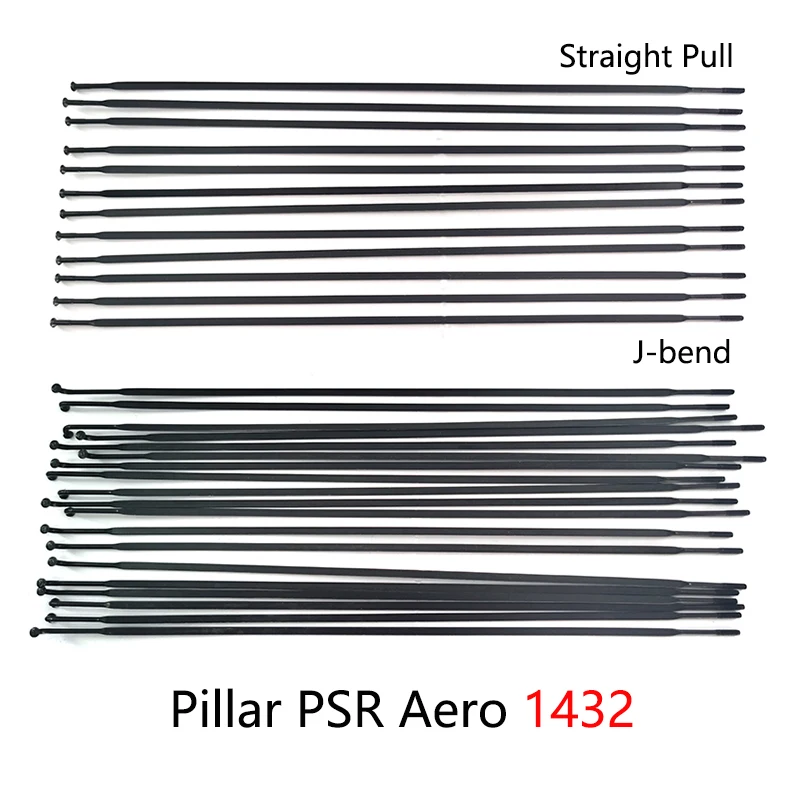 Спицы Pillar PSR Aero 1432 J-образные или прямые с лезвиями из нержавеющей стали черные