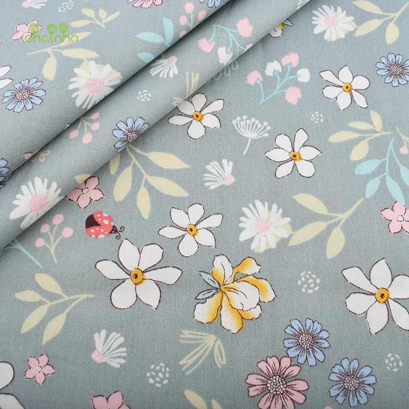 Chainho Цветочная серия саржевая хлопчатобумажная ткань с принтом Лоскутная Ткань
