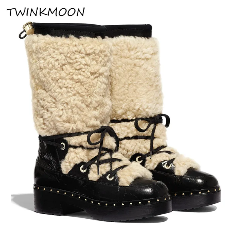 Зимние ботинки на меху женская зимняя обувь шнуровке плоской подошве женские