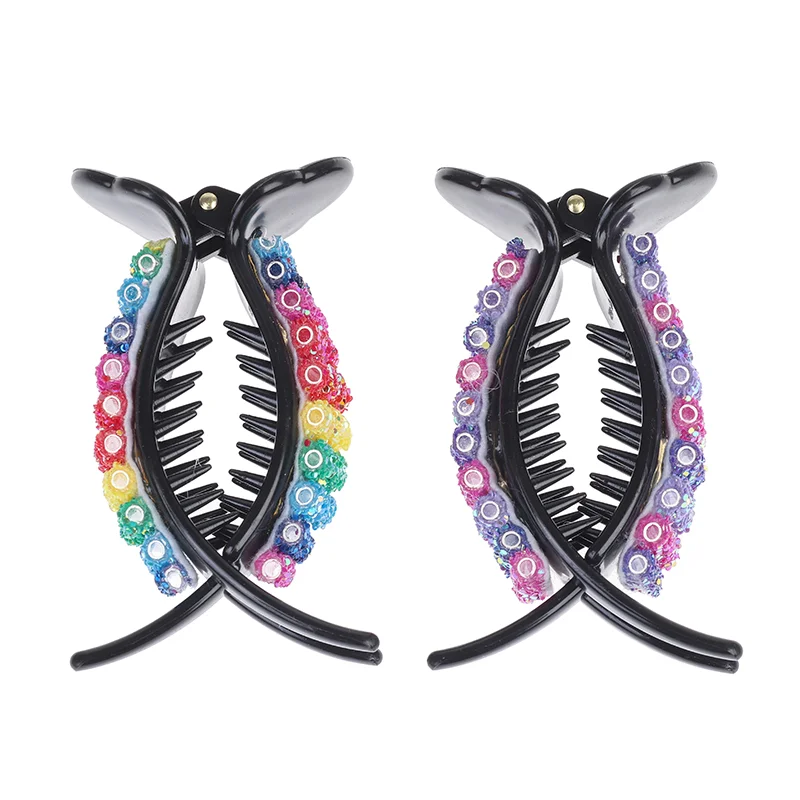 

Colorful Rainbow Hair Claws Hair Holder Clip Sweet Headband Hair Style Making Hairpin Fashion Hair Accessories For Women Girls