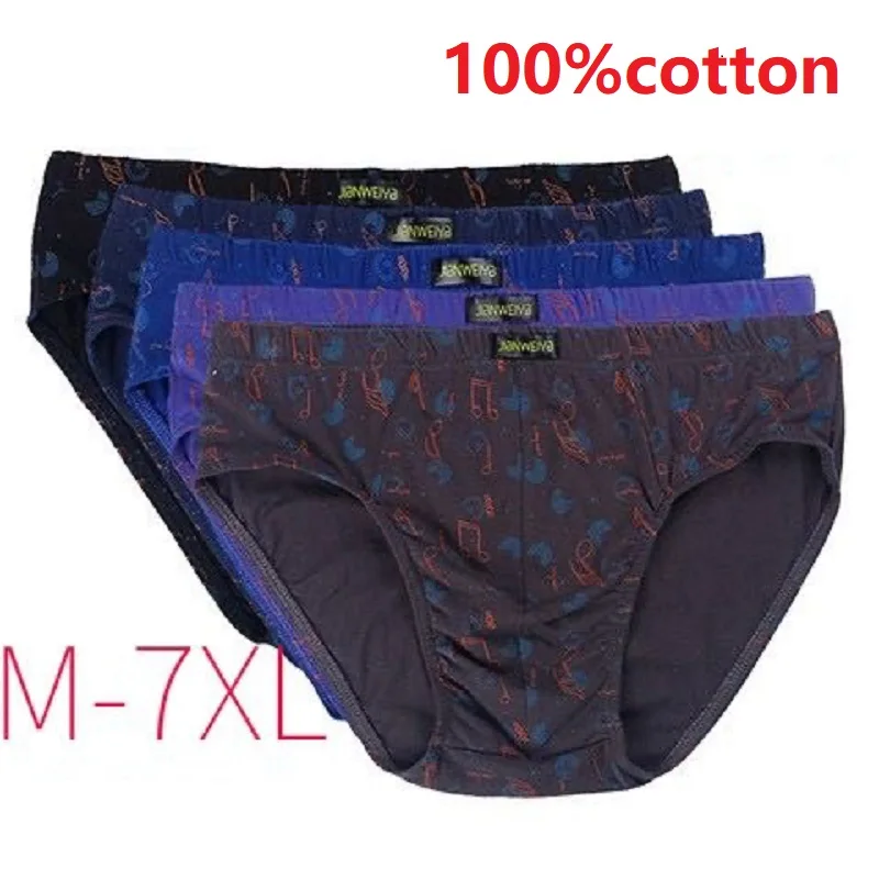 

5pcs/lot 7XL 6XL 100% Cotton Male Underwear Comfort Men printing Briefs Comfortable Men Underwear Briefs Underpants Panties Male