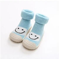 2020 winter baby socks with step sock baby toddler socks baby rubber face steps anti slip smile leather soles indoor floor shoes