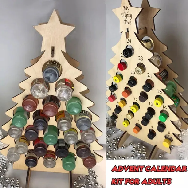 

Новинка 2022, новогодняя елка-календарь для взрослых, праздничный винный стеллаж, подарки для вина и алкоголя, Рождественское украшение, дома...