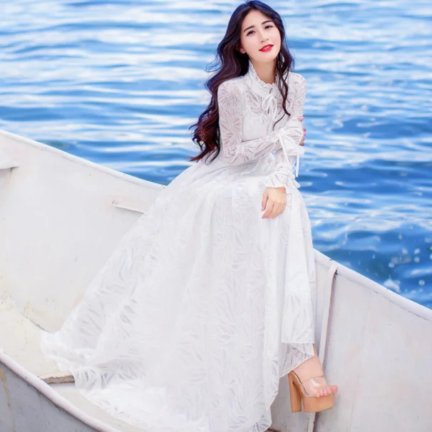 Высокое качество взрывы Досуг Винтаж элегантные платья для женщин вышивка