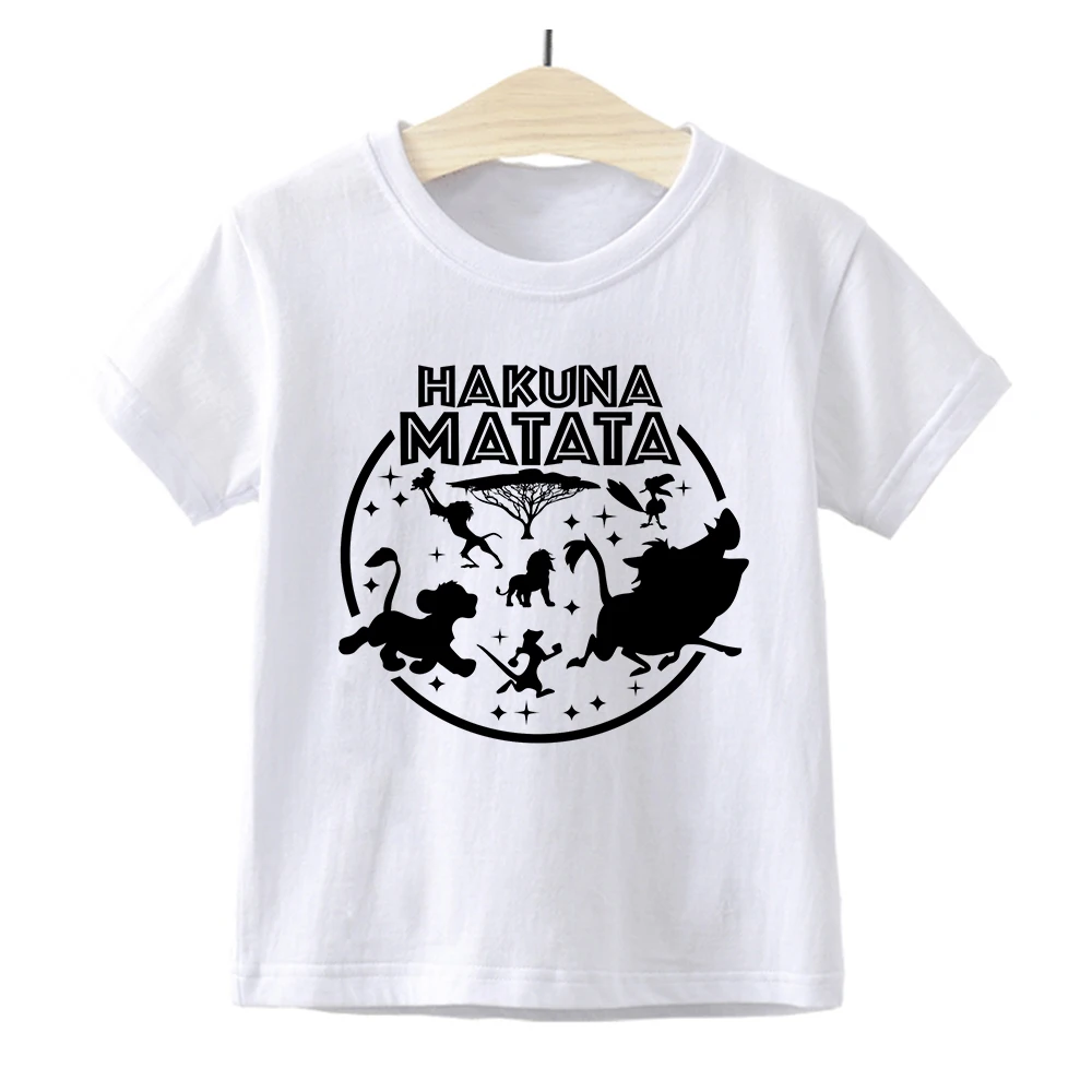 Летняя футболка для мальчиков и девочек HAKUNA MATATA с буквенным принтом повседневный