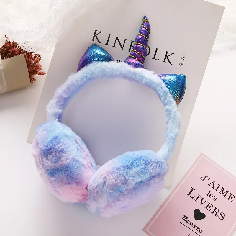 

Winter Plush Unicorn Earmuffs Luxurious Merino Ear Protection for unde Rainbow Warmers Headband Outdoor Headwear Ear Muffs SF83S