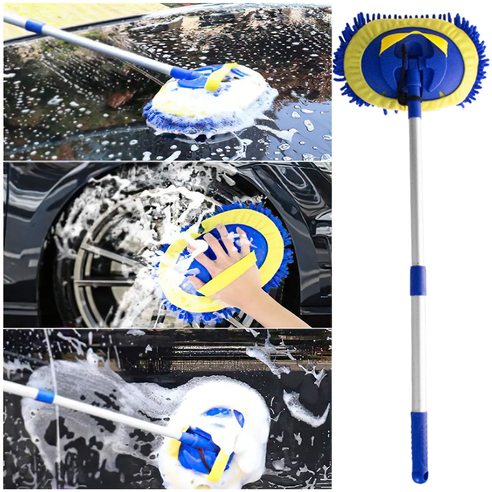

Retractable Car Wash Mop 180 Rotation Detachable Mop 3-in-1Detailing Brushes Mop For Car Cleaning Car Dust Remover Brush