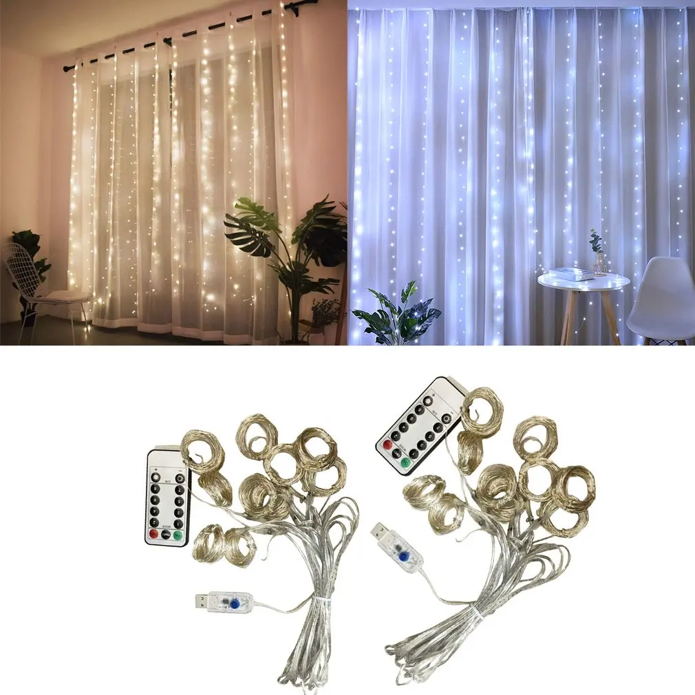 2.5M USB LED Curtains Festoon Led Light Christmas Lights Decorations 2021 String New Year Street Garland |