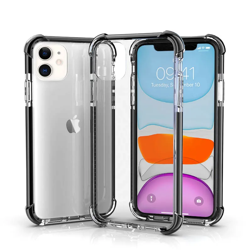 Для iPhone 11 чехол 5,8 дюймов 6,1 дюймов 6,8 дюймов гибридный ударопрочный ТПУ и PC задняя крышка для iPhone XS MAX XR - Цвет: Clear Black
