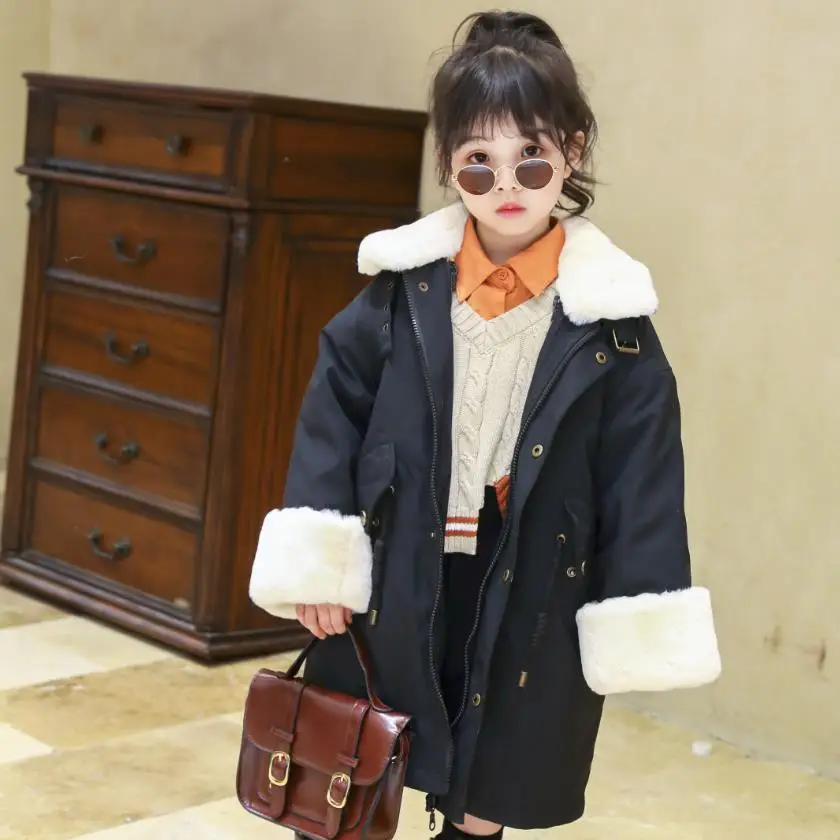 

New Children's Winter Real Fur Coat Parkas Natural Rex Rabbit Liner Outerwear Thicker Warm Hooded Fur Jackets For Boy Girl Y3526