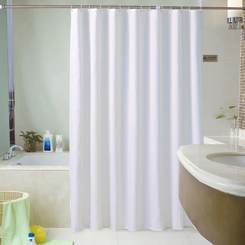 

All White Shower Curtain Plastic Waterproof Thicken Solid Bathroom Bathtub Screens PEVA Mildew Resistant Luxury Liner with Hooks