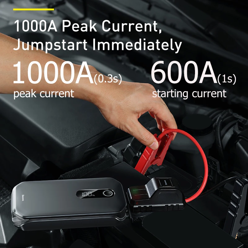 baseus 1000a car jump starter power bank 12000mah portable battery station for 3 5l6l car emergency booster starting device free global shipping