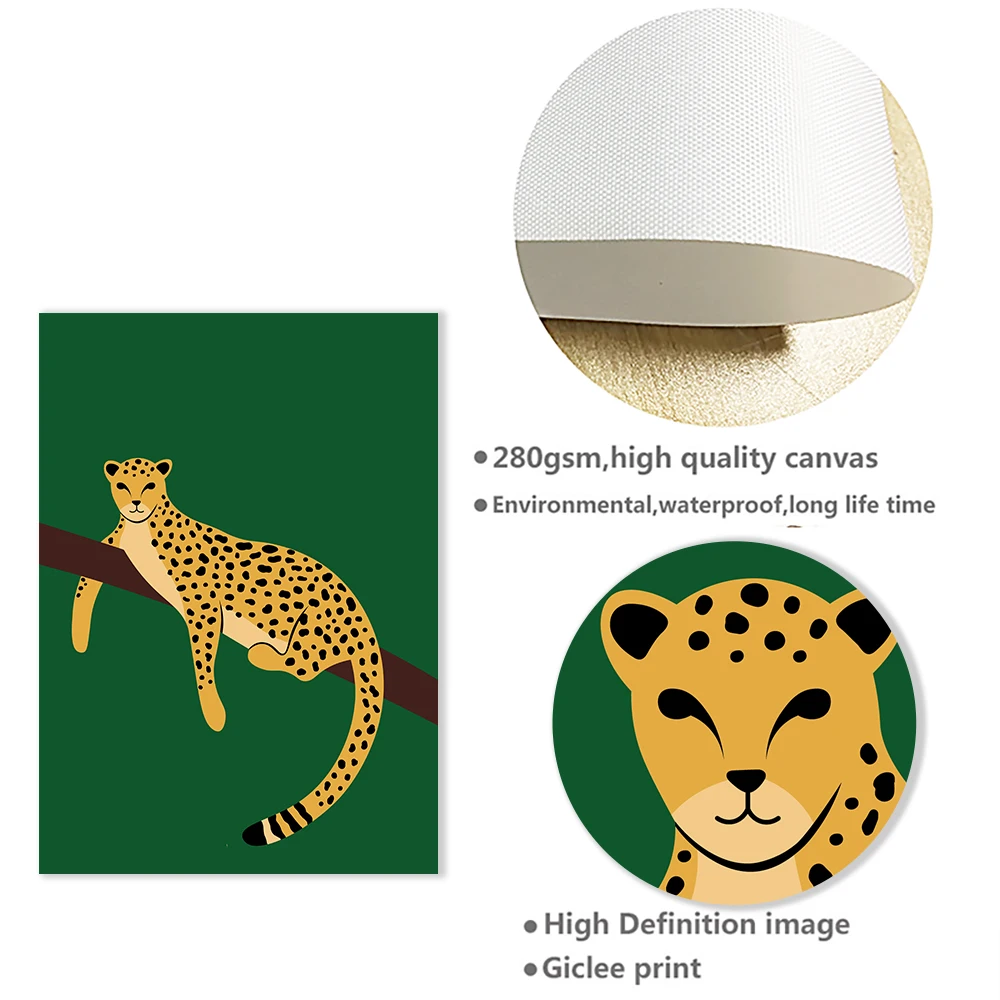

Nordic Fashion Leopard Posters And Prints Canvas Wall Art Print Green Yellow Painting Decorative Picture Modern Room Home Decor