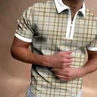 Мужская рубашка-поло, рубашка с коротким рукавом, в клетку, на молнии, с подбором цветов, лето 2021