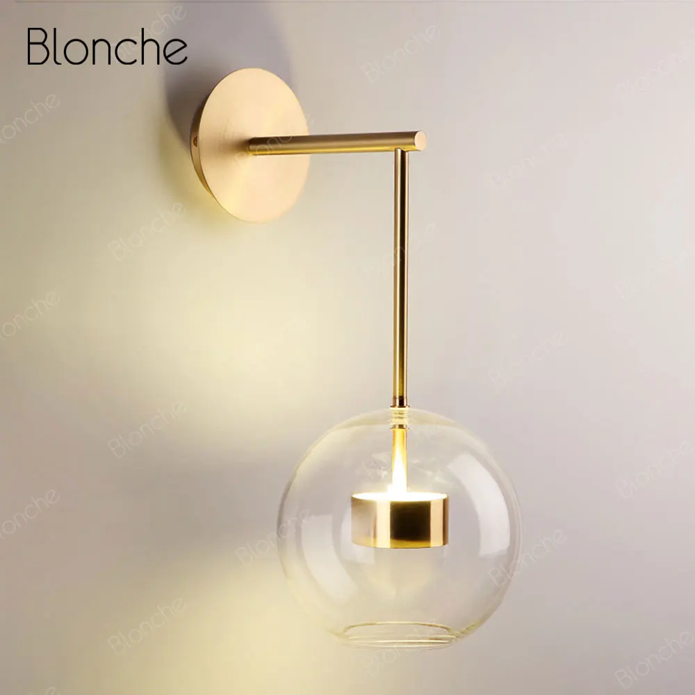 Современный светодиодный настенный светильник стеклянный скандинавский