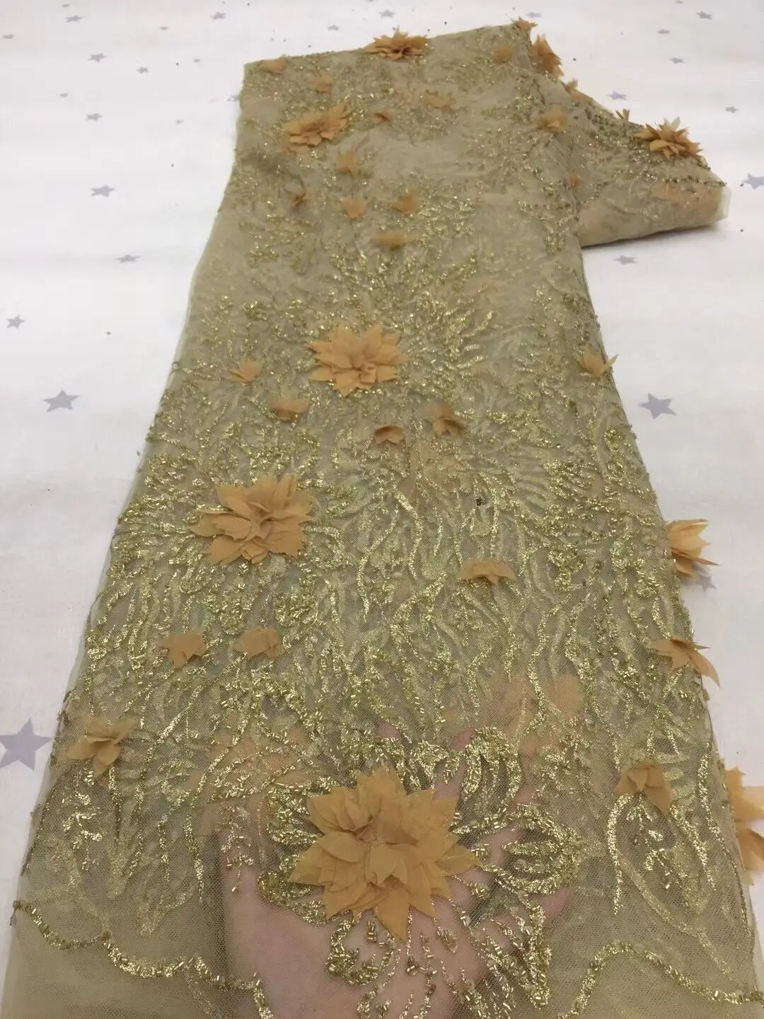 

African Lace Fabric High Quality Lace With Beaded L-688682 Nigerian Lace fabrics For Wedding French Tulle Lace Fabric