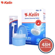 Y-Kelin Denture Cleansing Tablets 36 Tabs +  Box  Brush