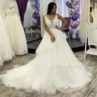 real wedding dress v neck appliques a line custom made lace top wedding gowns backless white vestido de noiva sereia