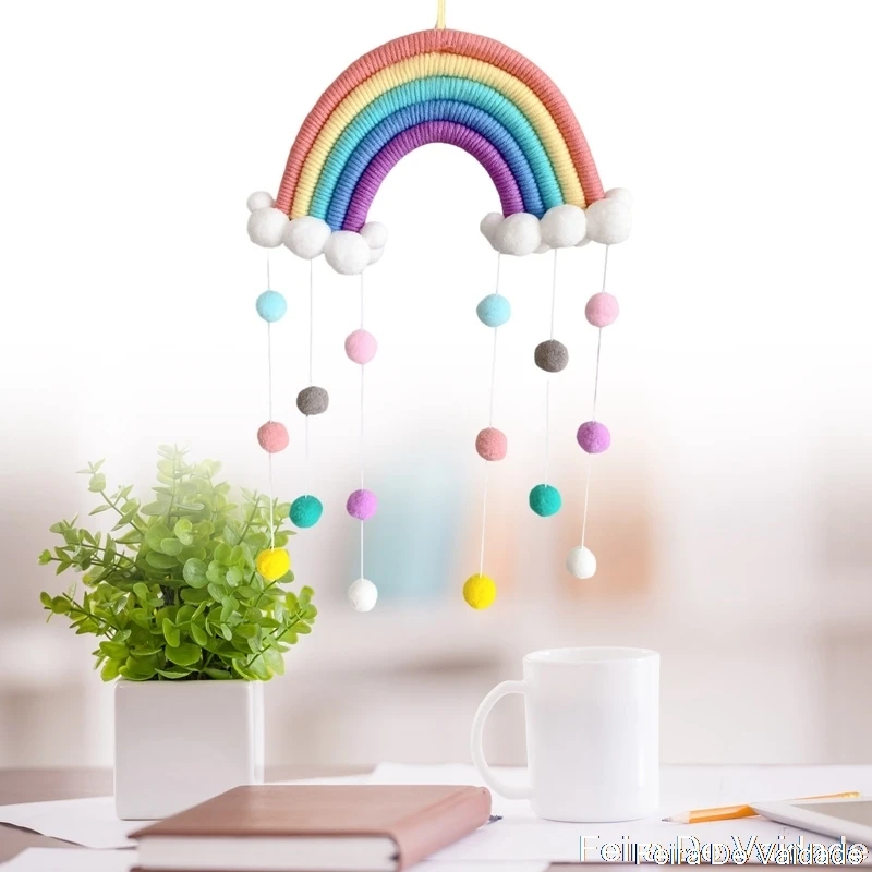 

Children's Room Decoration Pendant Woven Cloud Rainbow Ornament for Newborn Baby