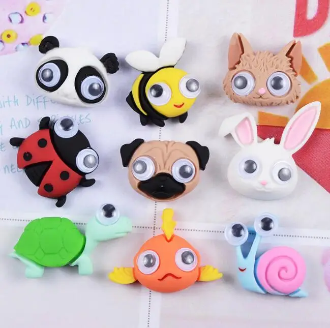 10 шт./лот кабошон с плоской задней поверхностью каучук мультяшное животное DIY