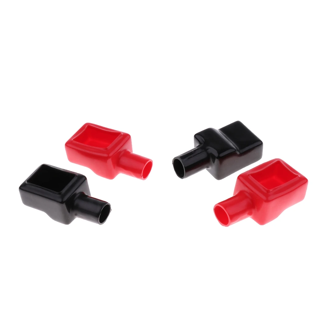 

4PCS Car Battery Negative Positive Terminal Covers Cap Boot Insulating Protector Automotive Replacement Batteries Accessories