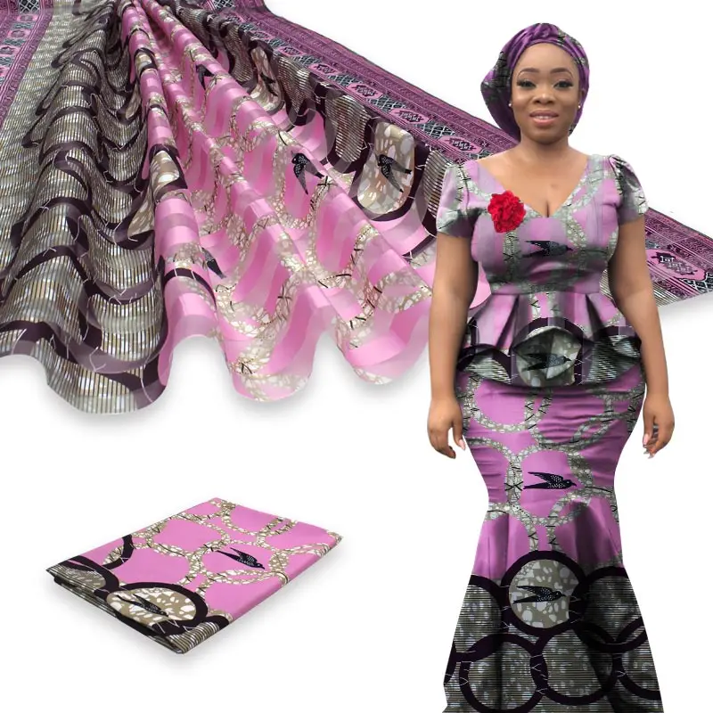 Чистая шелковая ткань органза африканская Анкара вощеная принтом 2 + 4 ярдов лента