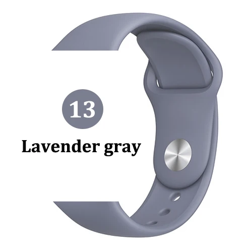 13-Lavender gray Ремешок для apple watch band 4 3 correa iwatch band 42 мм/38 мм 44 мм/40 мм 2 спортивный силиконовый браслет pulseira apple watch аксессуары - Цвет ремешка: 13-Lavender gray