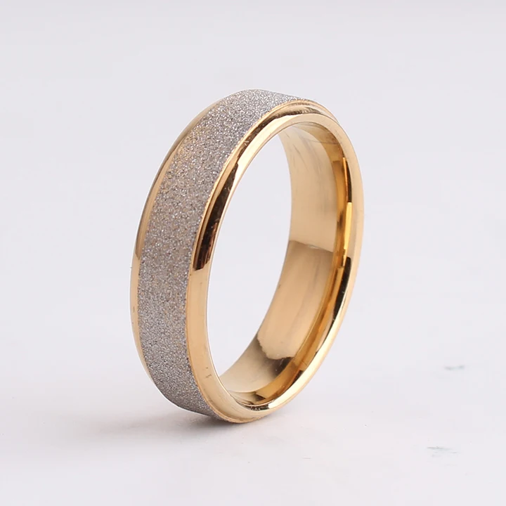 

wedding rings 6mm gold border Scrub316l Stainless Steel finger rings for women wholesale