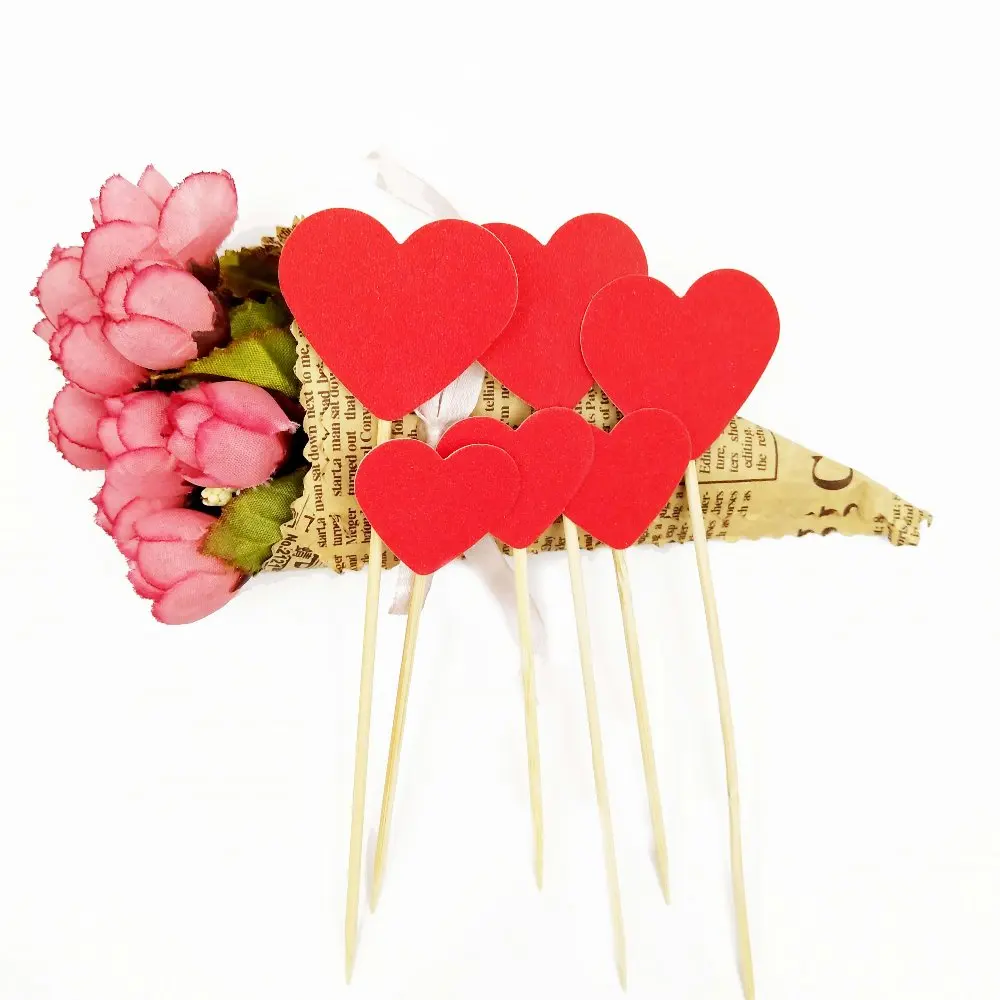 6 штук пакет в форме красного сердца свадебный торт зубочистка Топпер украшения