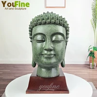 17 5 inch bronze buddha head statue bronze buddhist sculpture religious bronze finish statue bust figurine garden home decor