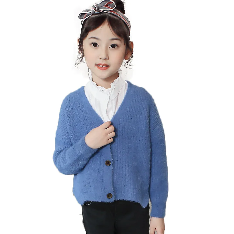 2020 Весенняя детская одежда свитера для девочек повседневный однотонный вязаный