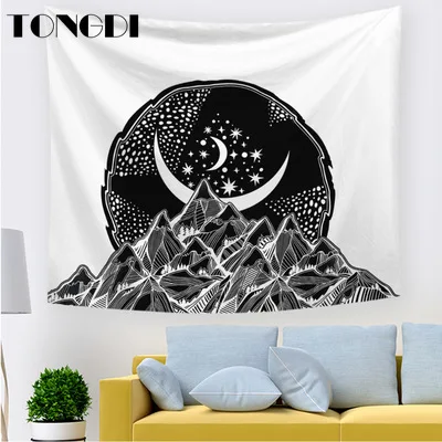 

TONGDI Boho Datura Modern Tapestry Fantasy Oil Painting Printing Wall Hanging Mat Decoration For Home Parlor Bedroom LivingRoom