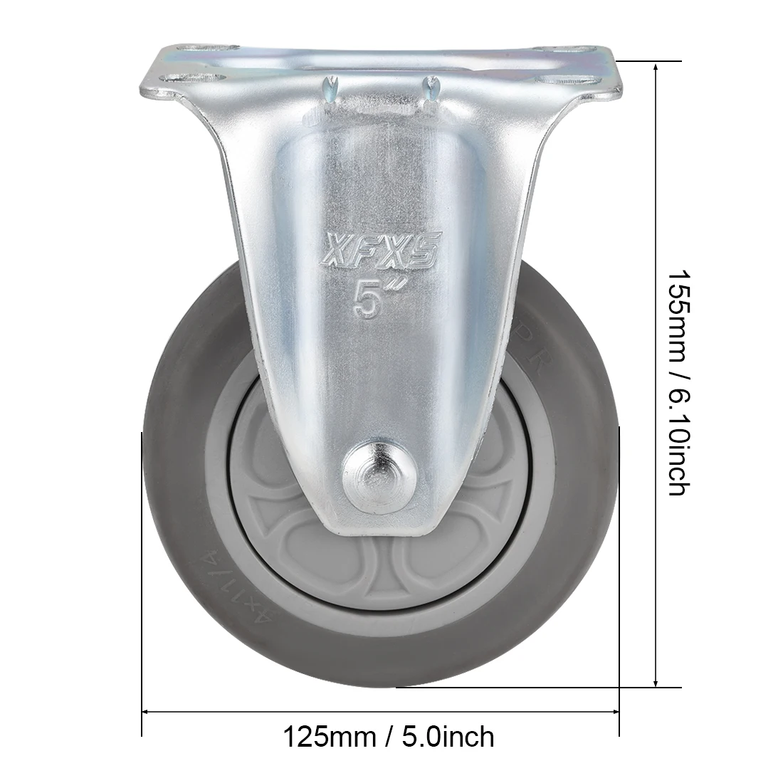 

uxcell Fixed Caster Wheels 5inch TPR Caster Top Plate Mounted 308lb Capacity
