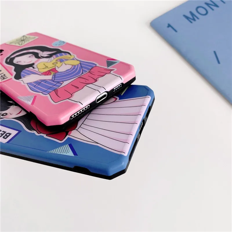 

Japan Cute Manga Personality Cartoon girl soft Case For iPhone 11 12 Pro Max mini 7 8 Plus XR X XS MAX SE 2 phone cover fundas