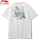 Баскетбольная Футболка Li-Ning AHSR121 мужская с коротким рукавом, дышащая футболка с подкладкой из 100% хлопка, спортивная одежда для фитнеса