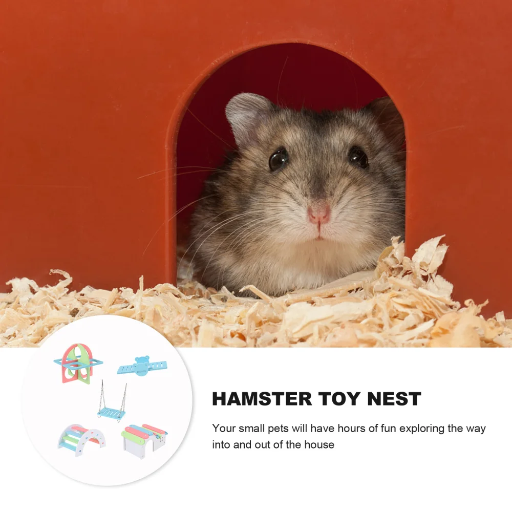 

5pcs Hamster Set Rainbow House Hamster Seesaw Bridge Sport Exercise