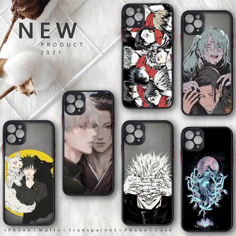 

Jujutsu Kaisen Anime Cartoon Phone Case Black Color Matte Transparent For iPhone 13 12 11 Mini Pro X XR XS Max 7 8 Plus Shell