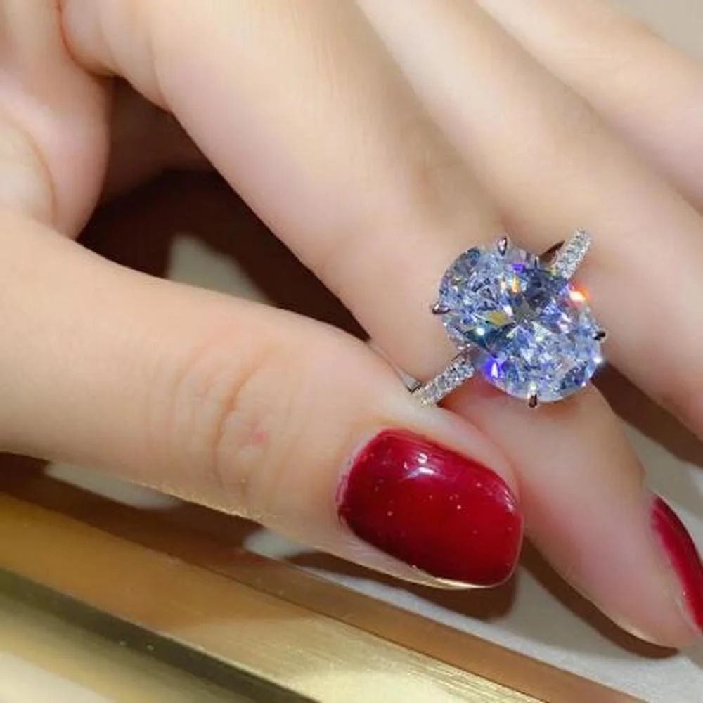 Кольцо женское из серебра 925 пробы с фианитом 3 карата | Украшения и аксессуары