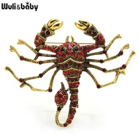 wulibaby big rhinestone scorpion brooches 4 color insects party casual brooch pins gifts