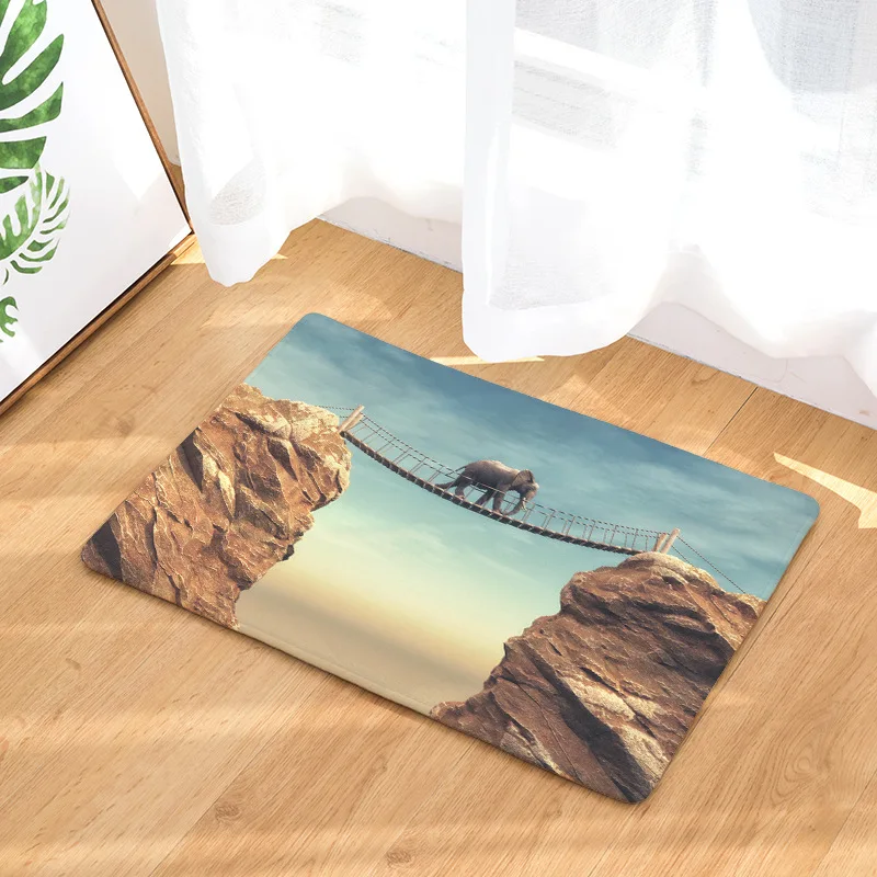 Противоскользящий фланелевый ковер С Рисунком Слона в виде животных дверные