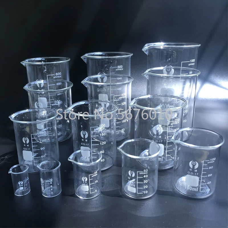 

1set Lab Borosilicate Glass Beaker All Sizes Chemical Experiment Laboratory Equipment Measuring Cup
