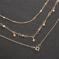trendy gold color stone necklace multi layer chain triple charm drop pendant choker boho uk