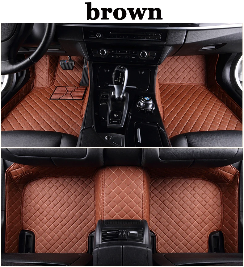brown Пользовательские автомобильные коврики для Mercedes Benz W203 W204 W205 W201 W202 AMG C43 C63 C200 C220 водонепроницаемый кожаный Противоскользящий ковер - Название цвета: brown