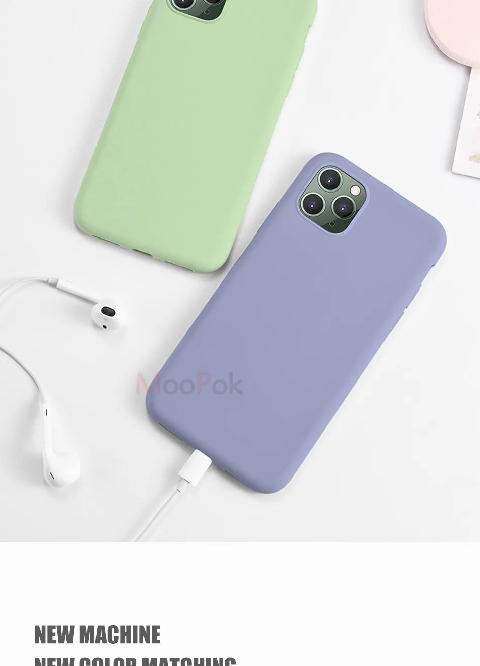 Тонкий мягкий чехол Moopok для iPhone 7, 8, 6 Plus, 11, жидкий силиконовый чехол, карамельный цвет, Coque Capa для iPhone X, Xs, 11 Pro, чехол для MAX XR