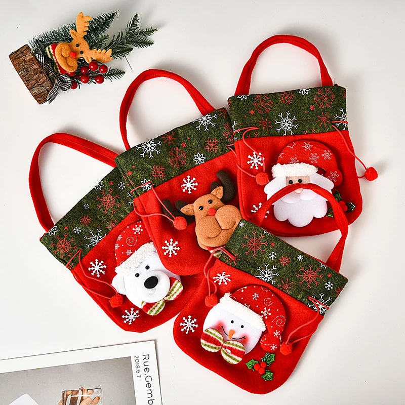 

Бархатные сумки на шнурке сумка для подарков Санта-Клауса конфетная сумка Снежинка хрустящая сумка на шнурке рождественские украшения для ...