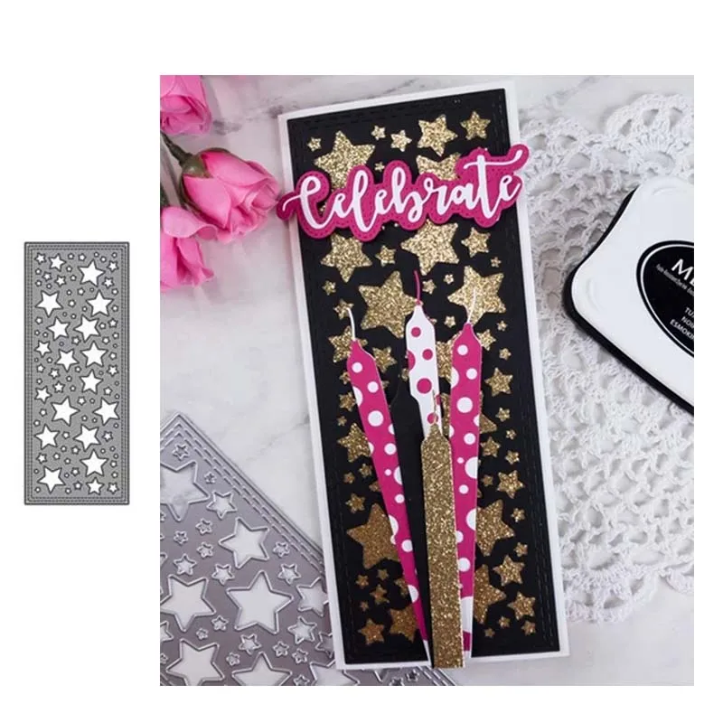 

New Metal Cutting Dies Rectangle Star Background Scrapbooking Handmade Paper Card Make Stencil Craft Mold Mould Model Template